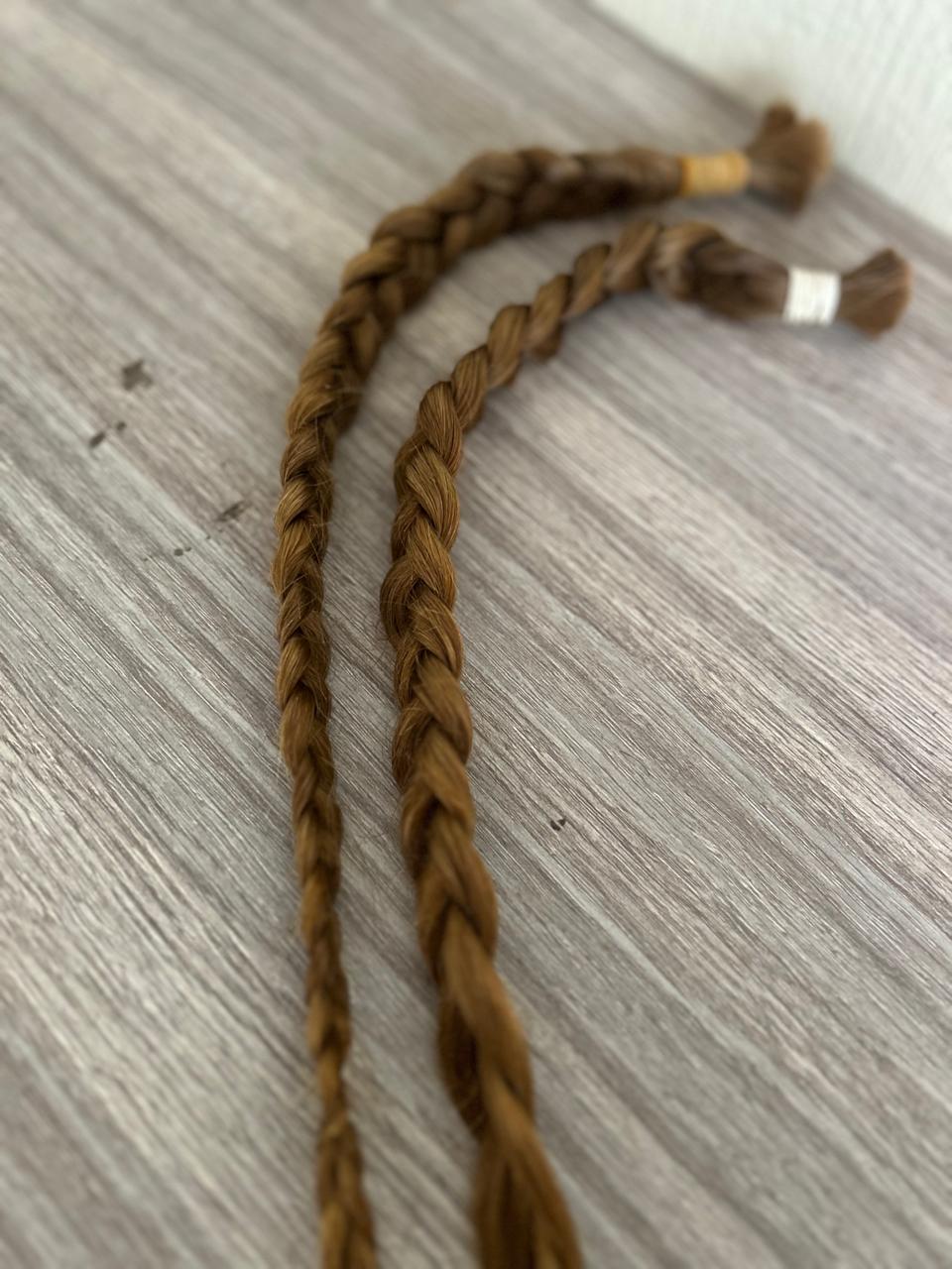 Two braids of Marie Minnaar's hair, preserved by her family
